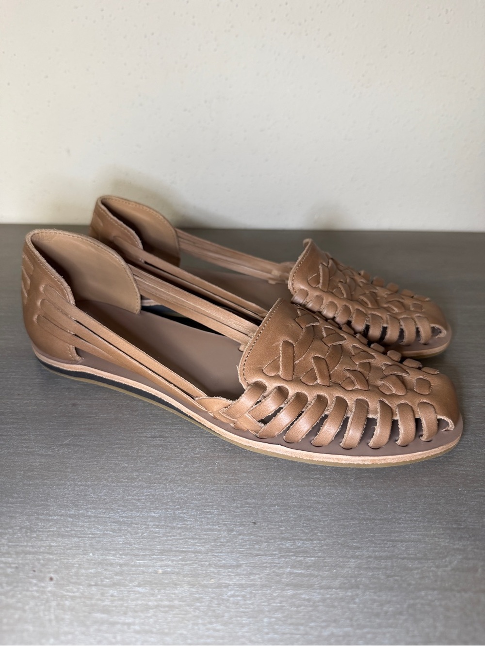 Nisolo Huarache Casual Leather Sandals Almond Womans Size 8